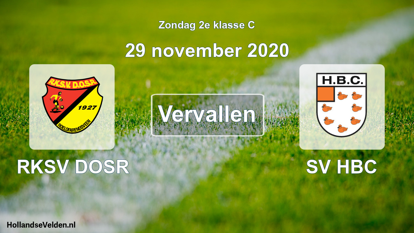 Scheduled Match: RKSV DOSR - SV HBC (29 November 2020)