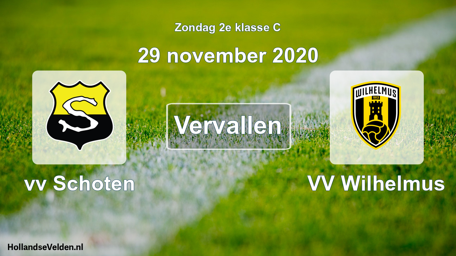 Scheduled Match: vv Schoten - VV Wilhelmus (29 November 2020)