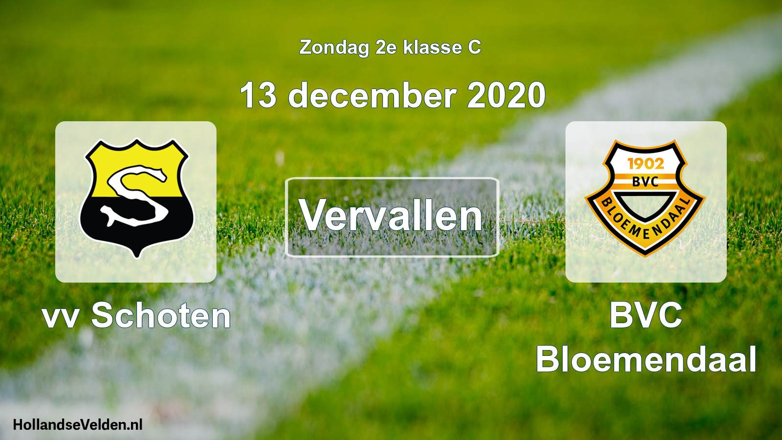 Scheduled Match: vv Schoten - BVC Bloemendaal (13 December 2020)