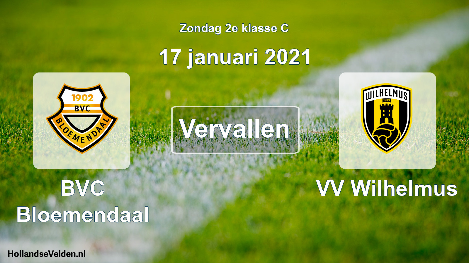 Scheduled Match: BVC Bloemendaal - VV Wilhelmus (17 January 2021)