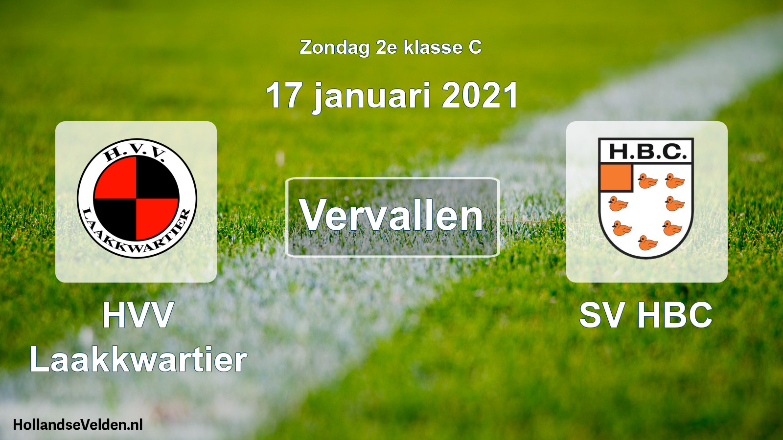Scheduled Match: HVV Laakkwartier - SV HBC (17 January 2021)