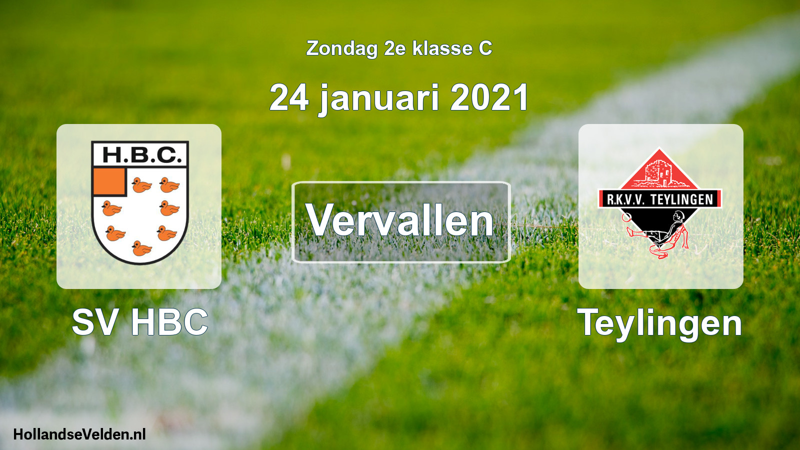 Scheduled Match: SV HBC - Teylingen (24 January 2021)