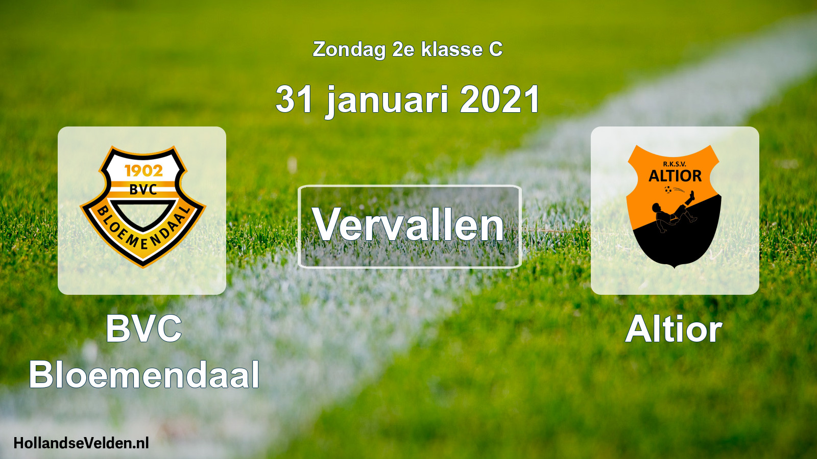 Scheduled Match: BVC Bloemendaal - Altior (31 January 2021)