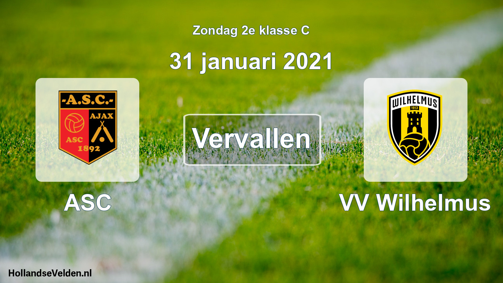Scheduled Match: ASC - VV Wilhelmus (31 January 2021)