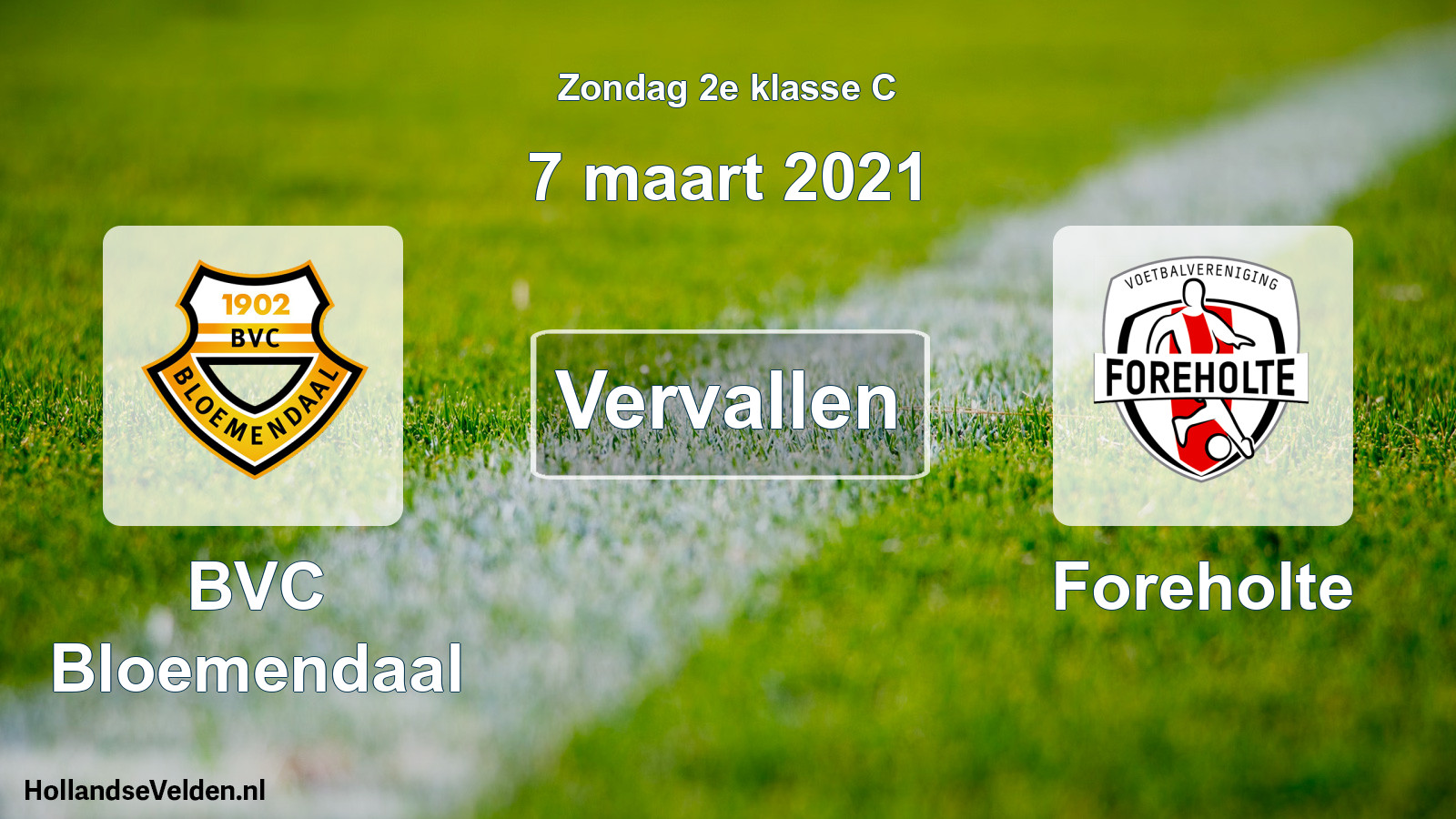 Scheduled Match: BVC Bloemendaal - Foreholte (7 March 2021)