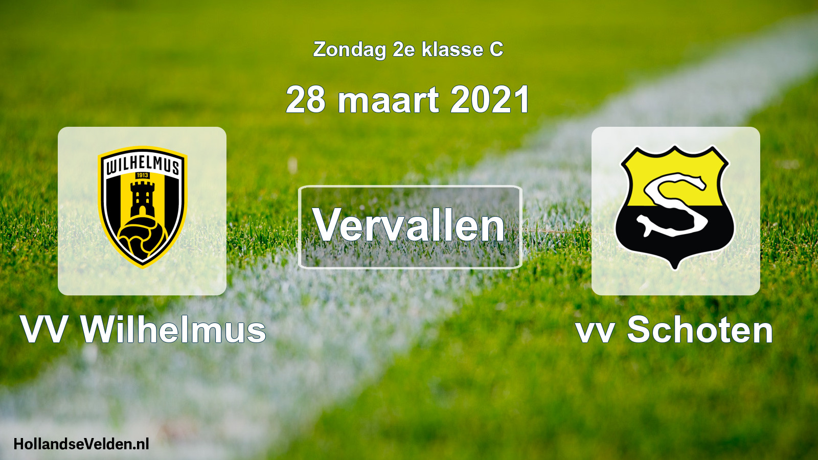 Scheduled Match: VV Wilhelmus - vv Schoten (28 March 2021)