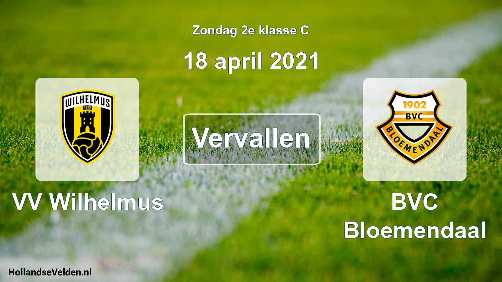 Scheduled Match: VV Wilhelmus - BVC Bloemendaal (18 April 2021)