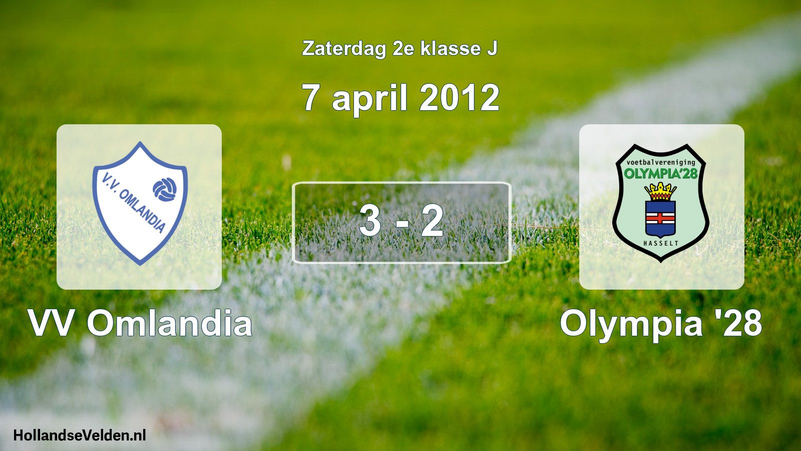 Total number of matches played: VV Omlandia - Olympia '28 3 - 2 (7 April 2012)