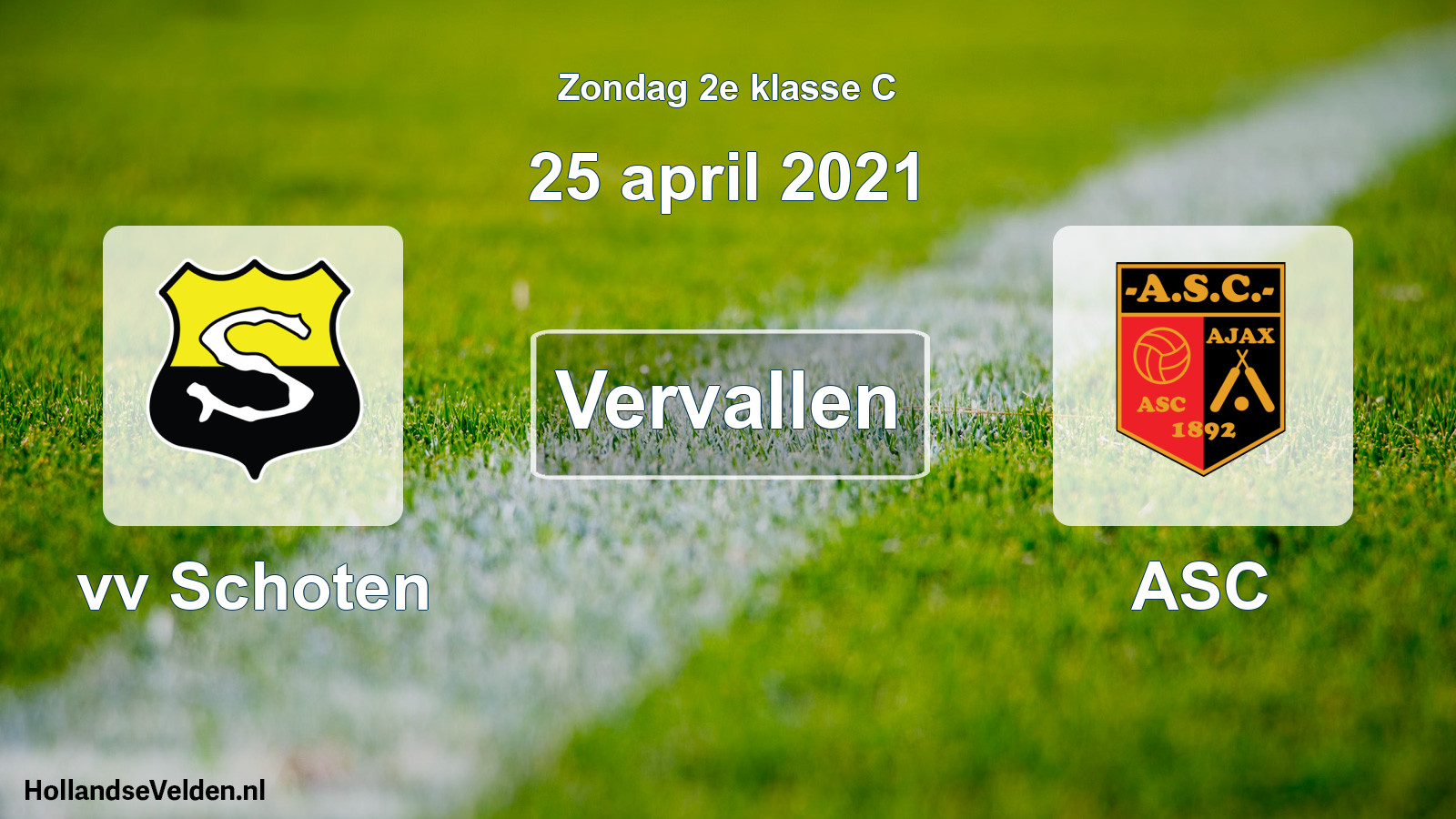 Scheduled Match: vv Schoten - ASC (25 April 2021)