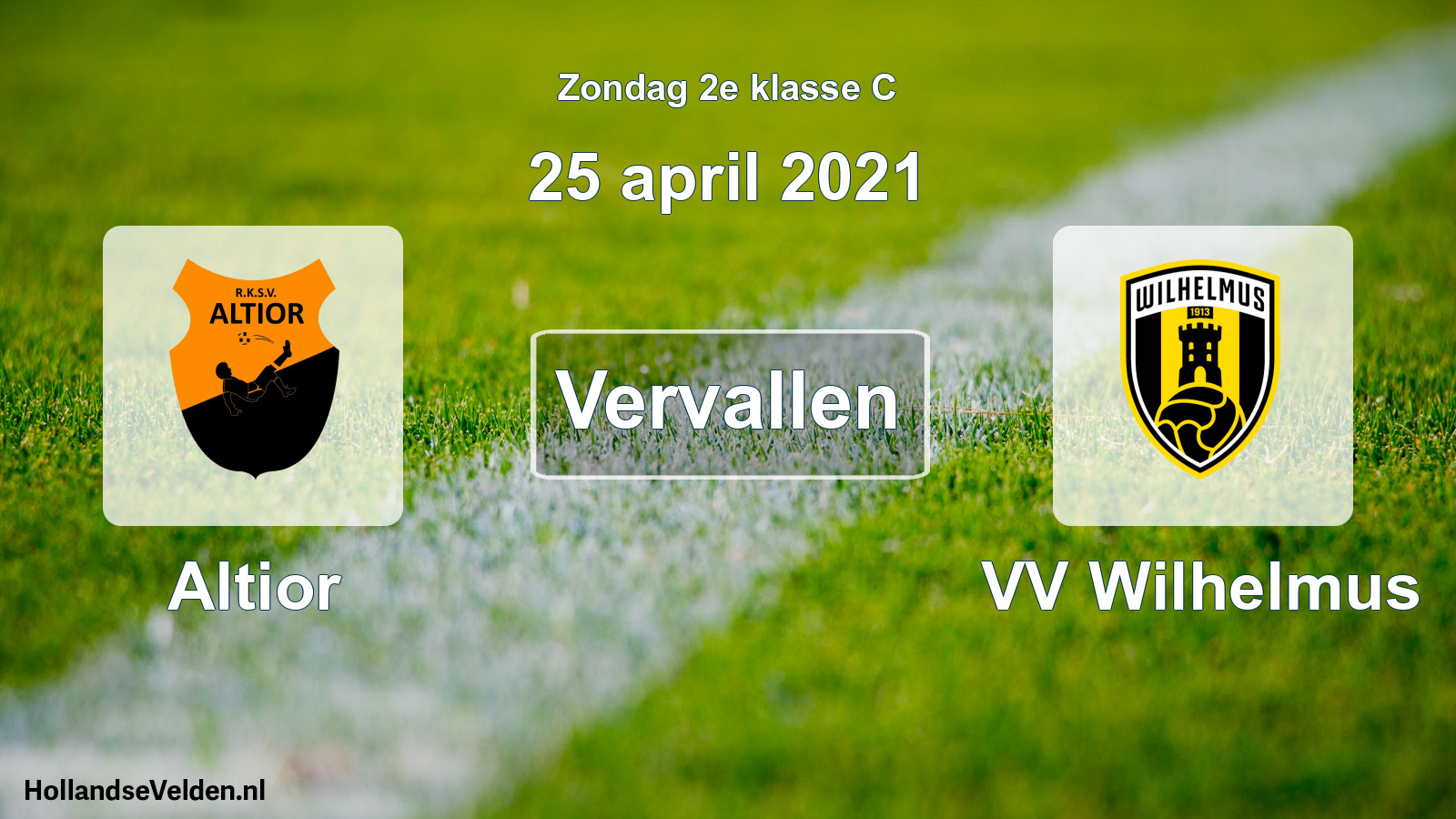 Scheduled Match: Altior - VV Wilhelmus (25 April 2021)