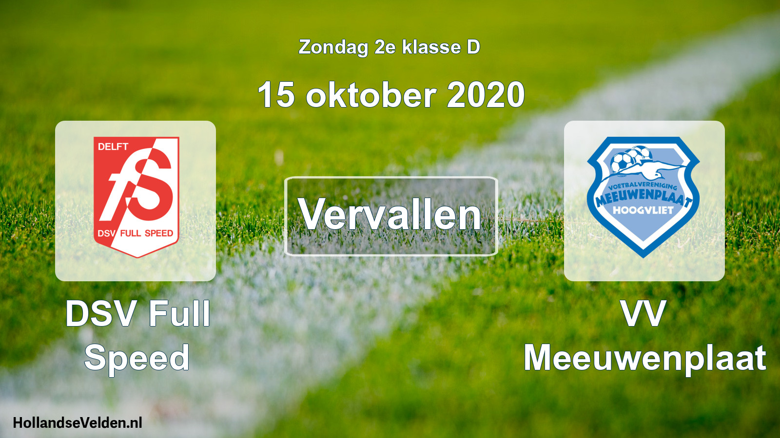 Scheduled Match: DSV Full Speed - VV Meeuwenplaat (15 October 2020)
