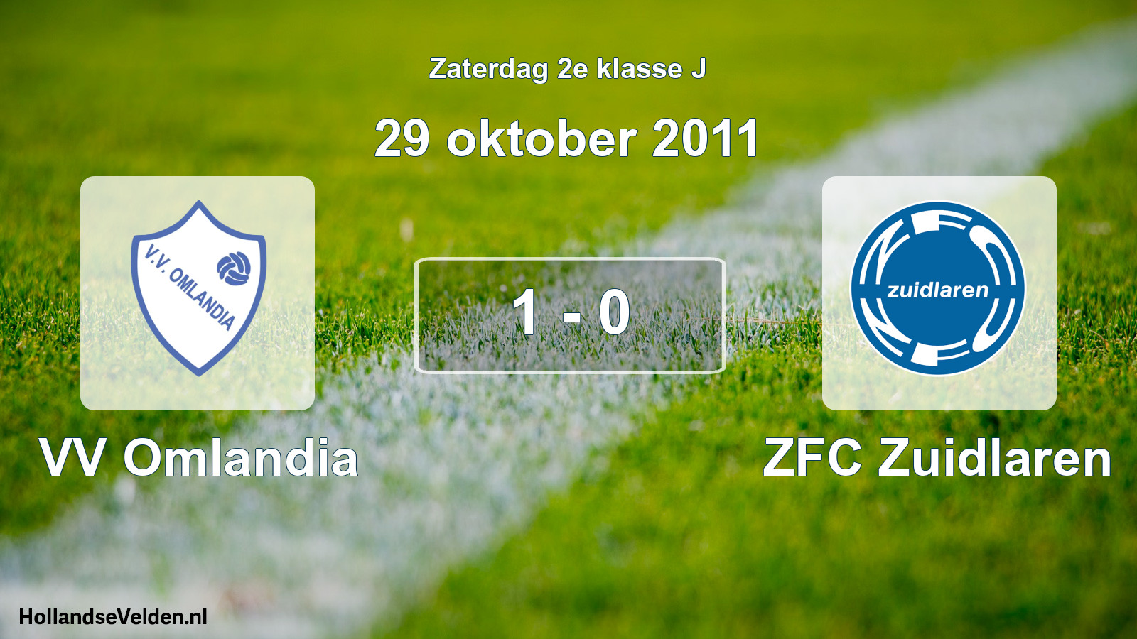Total number of matches played: VV Omlandia - ZFC Zuidlaren 1 - 0 (29 October 2011)