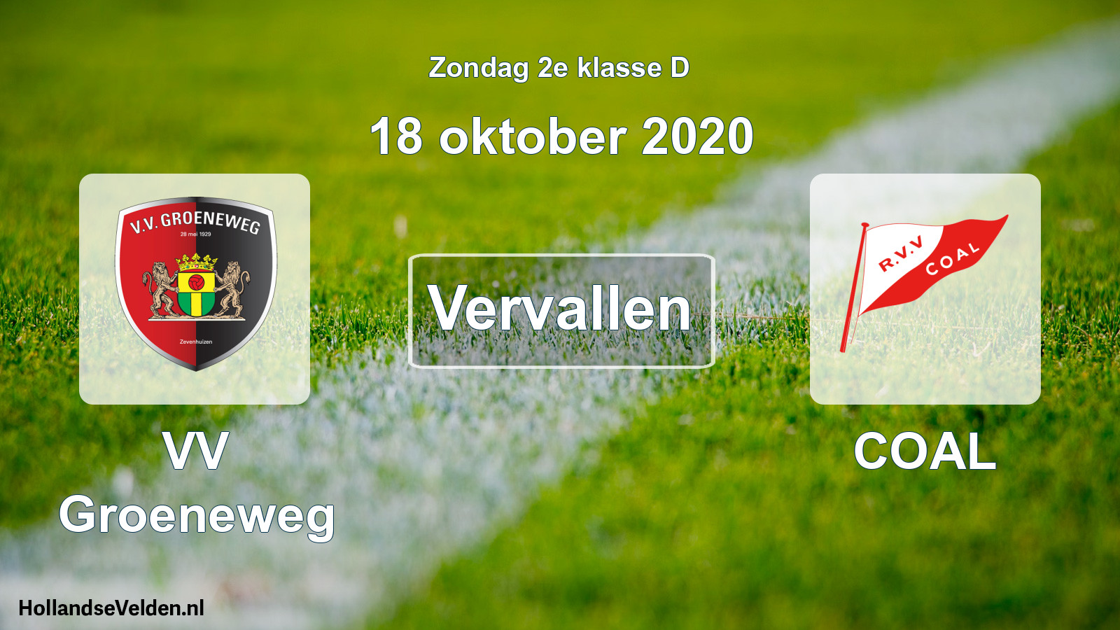 Scheduled Match: VV Groeneweg - COAL (18 October 2020)