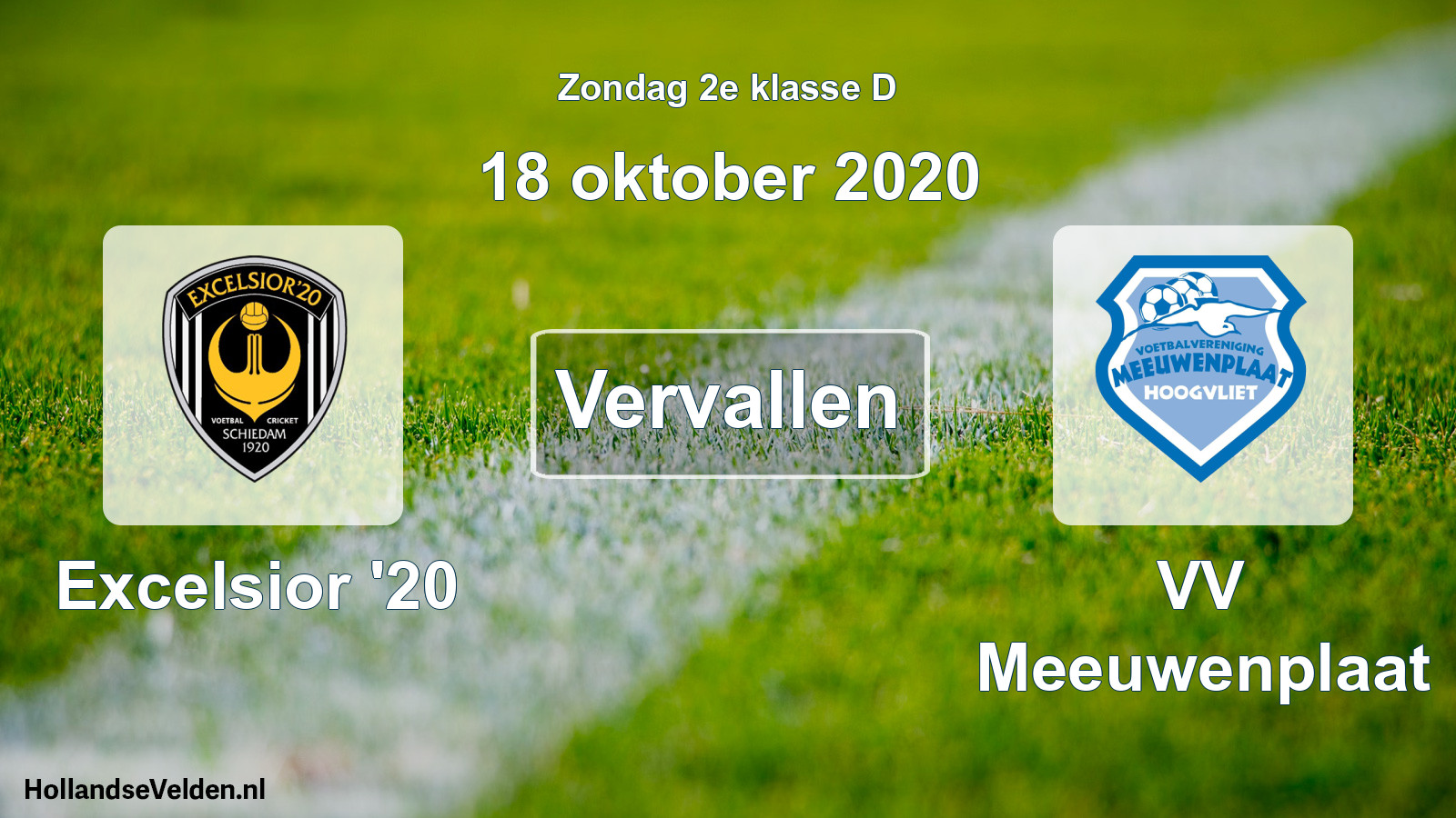Scheduled Match: Excelsior '20 - VV Meeuwenplaat (18 October 2020)