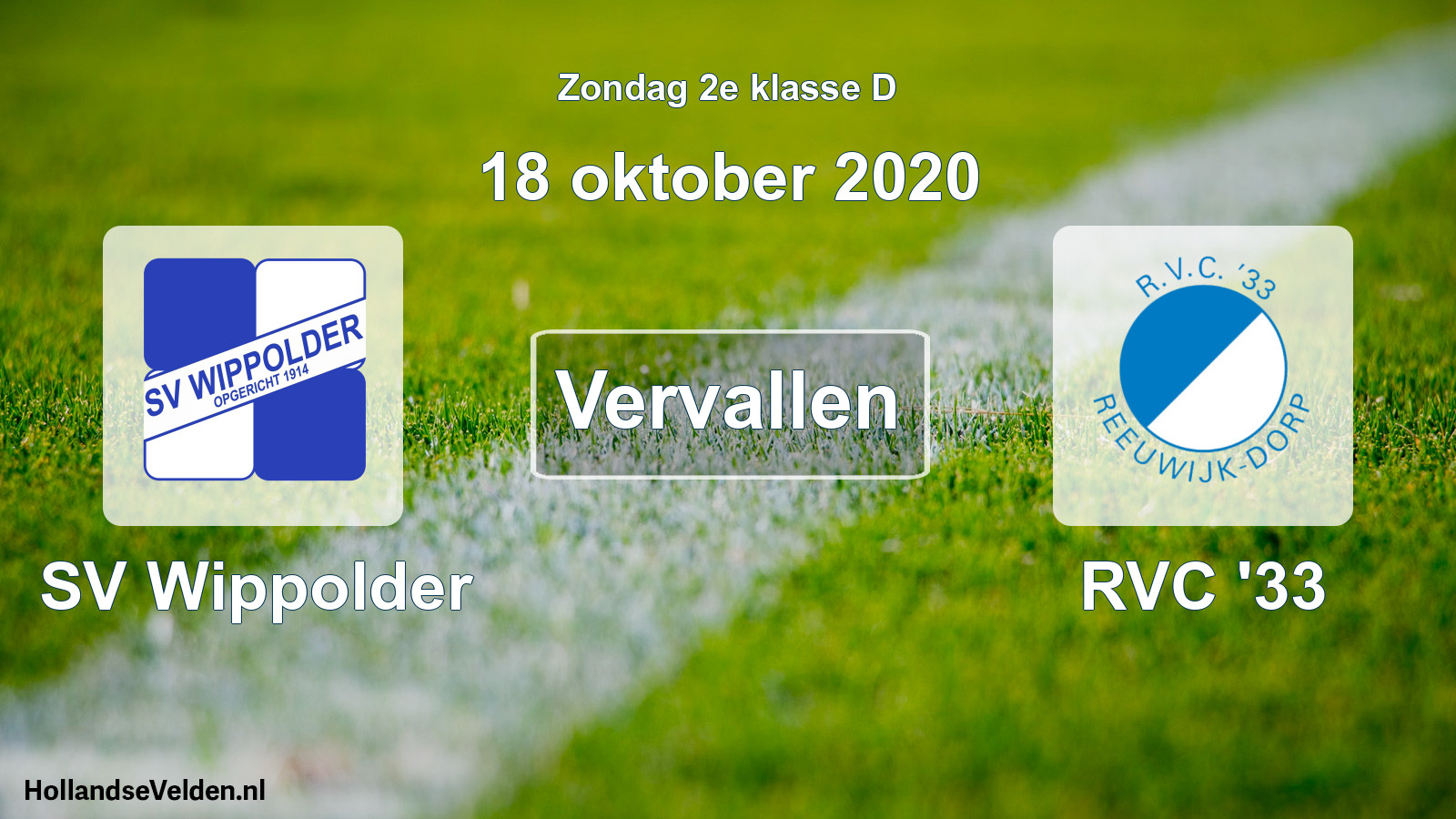 Scheduled Match: SV Wippolder - RVC '33 (18 October 2020)