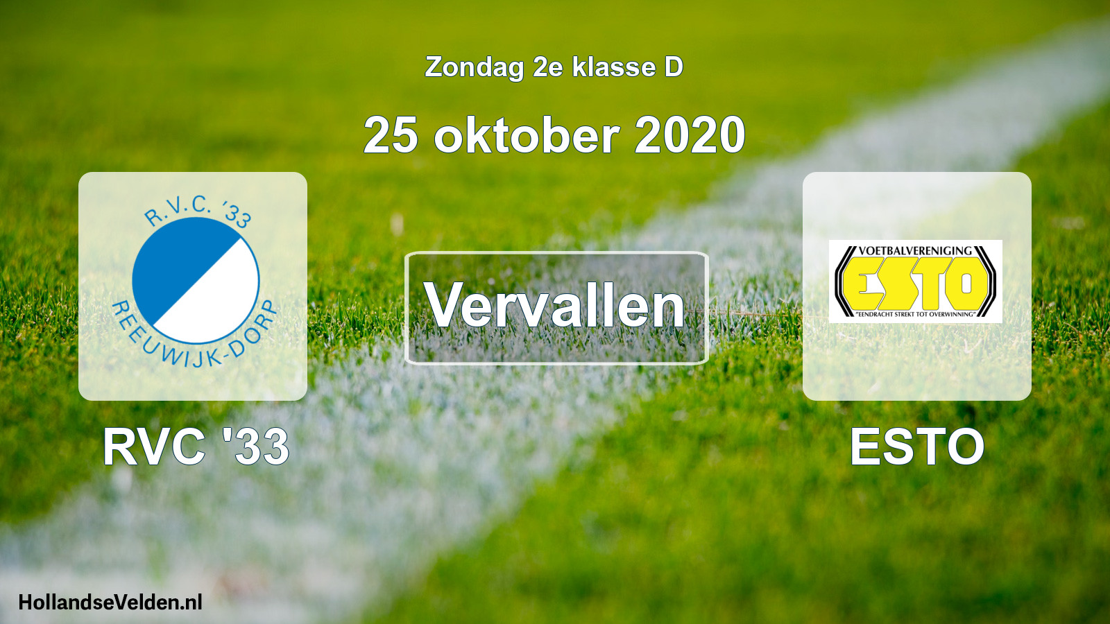 Scheduled Match: RVC '33 - ESTO (25 October 2020)