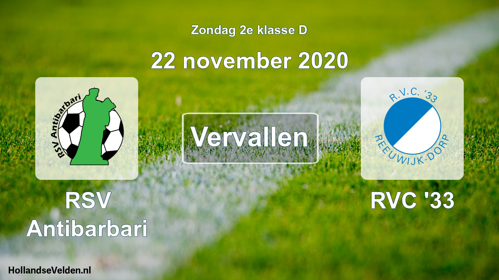 Scheduled Match: RSV Antibarbari - RVC '33 (22 November 2020)