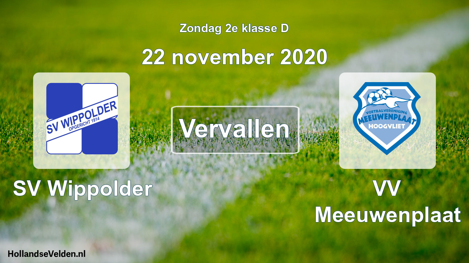 Scheduled Match: SV Wippolder - VV Meeuwenplaat (22 November 2020)