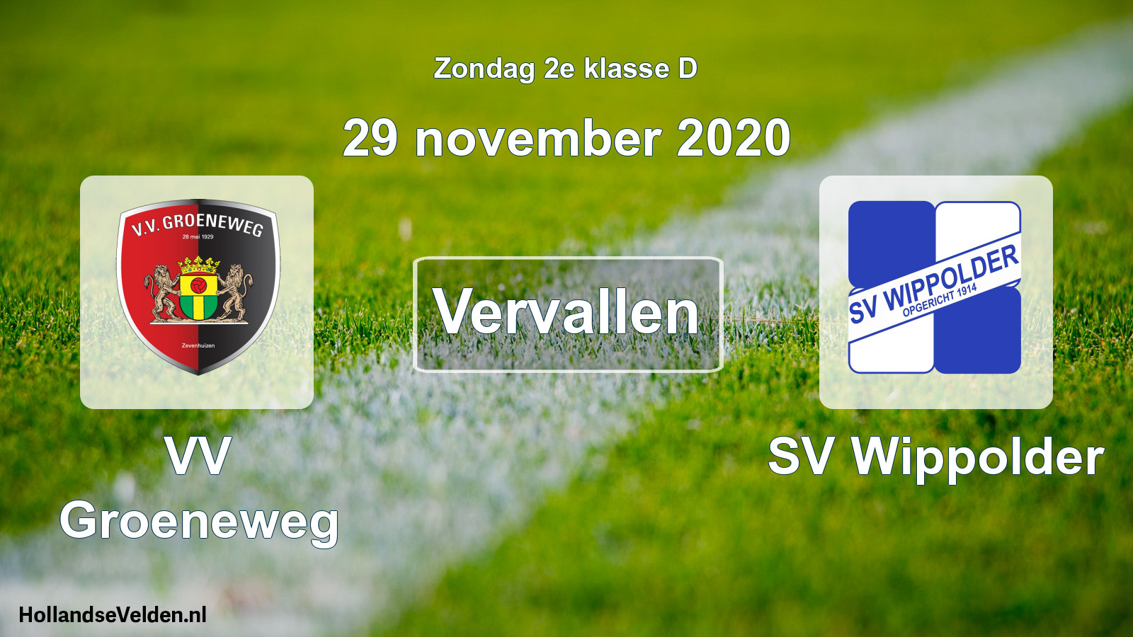 Scheduled Match: VV Groeneweg - SV Wippolder (29 November 2020)