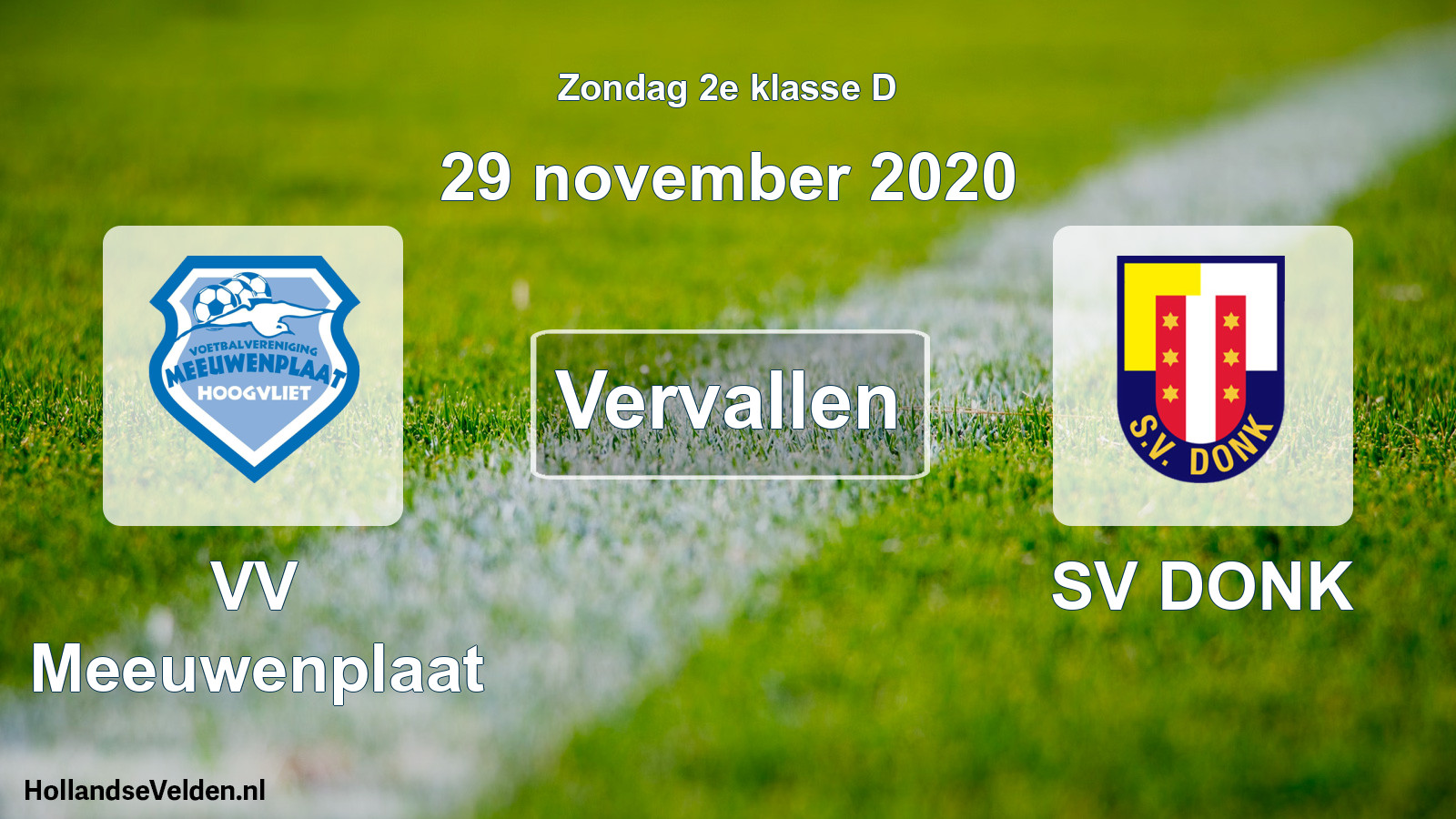 Scheduled Match: VV Meeuwenplaat - SV DONK (29 November 2020)
