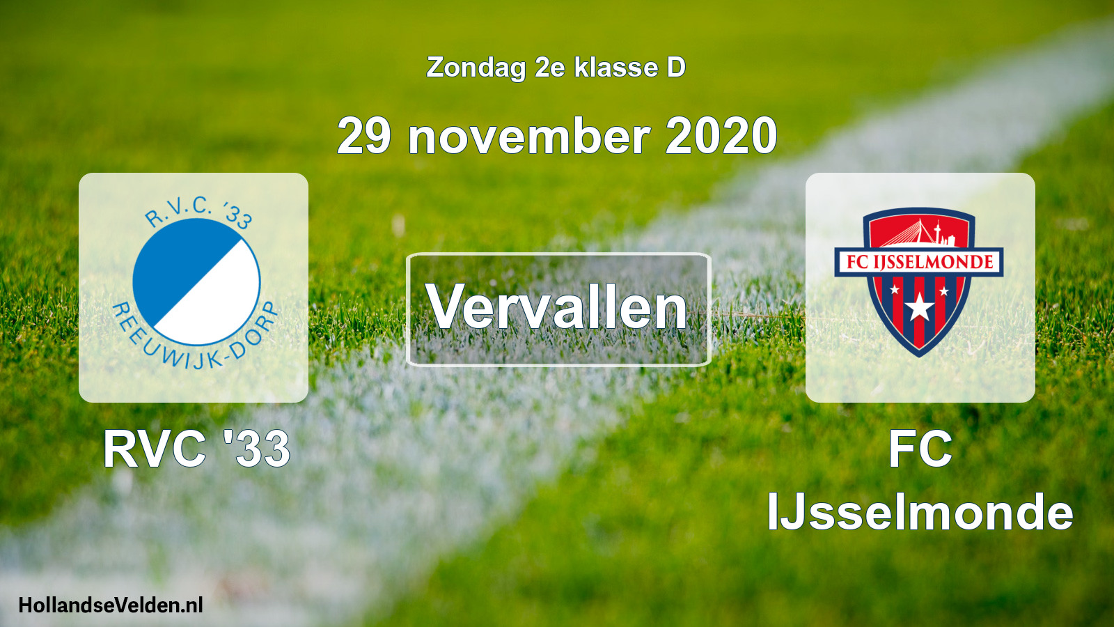 Scheduled Match: RVC '33 - FC IJsselmonde (29 November 2020)