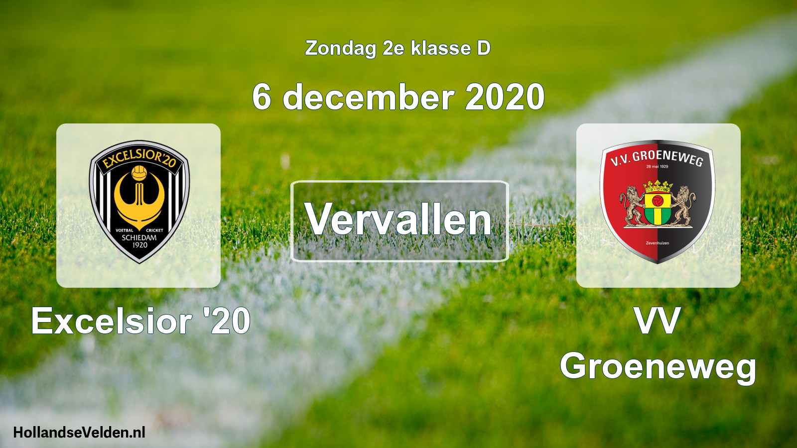 Scheduled Match: Excelsior '20 - VV Groeneweg (6 December 2020)
