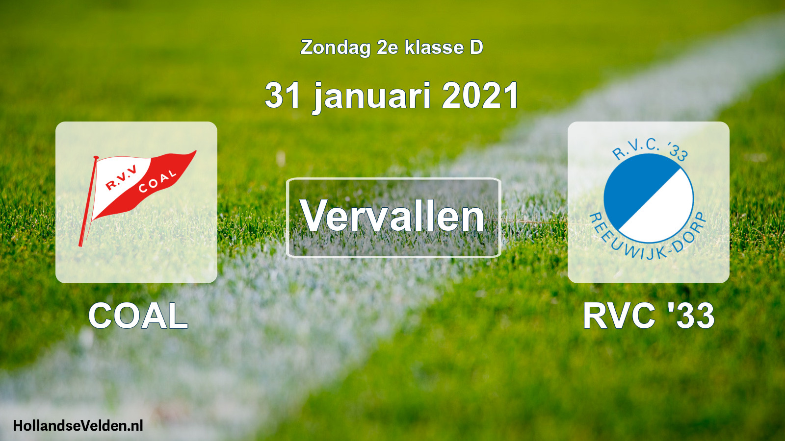 Scheduled Match: COAL - RVC '33 (31 January 2021)