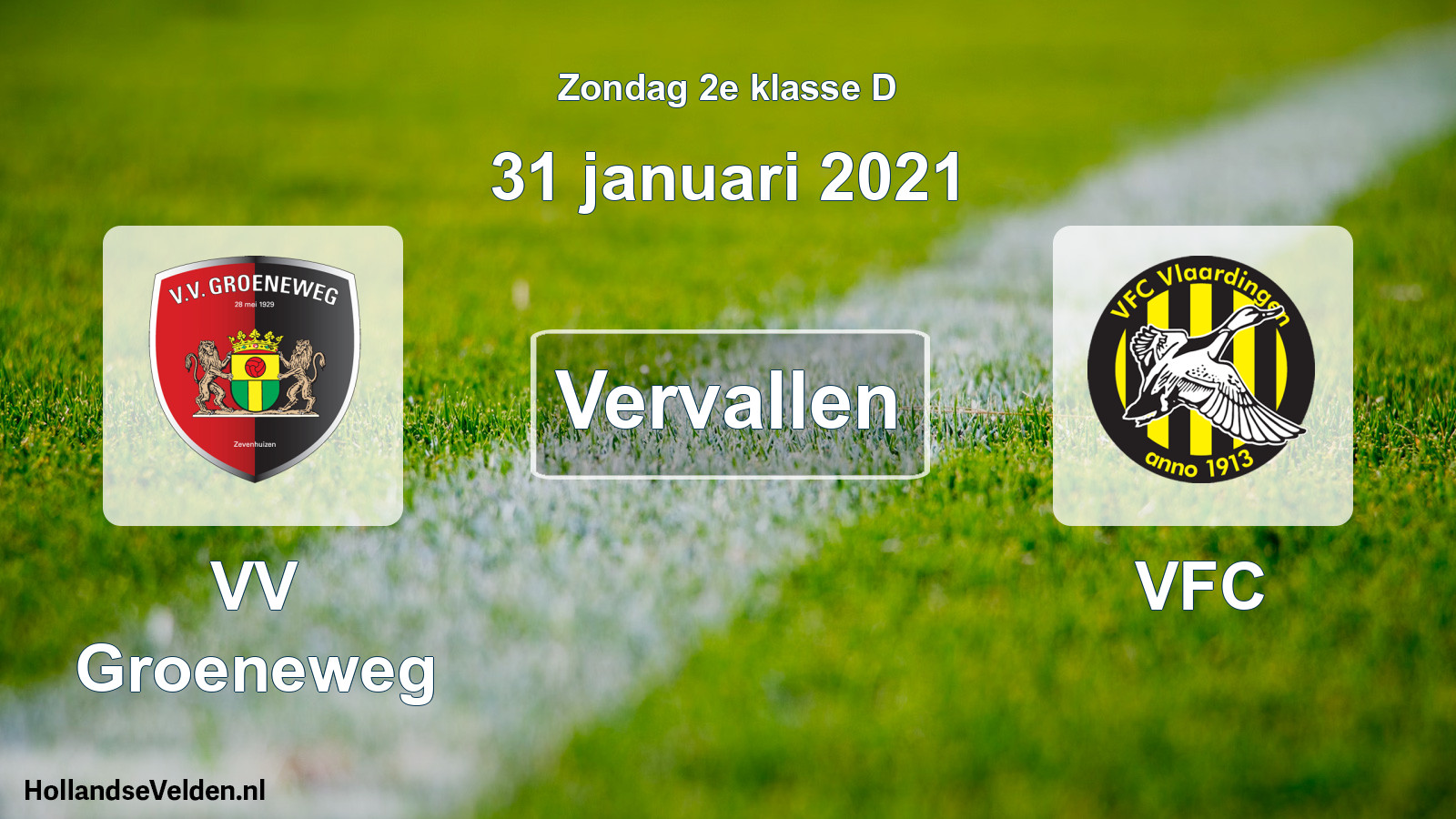 Scheduled Match: VV Groeneweg - VFC (31 January 2021)