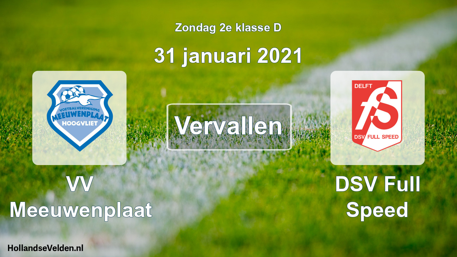 Scheduled Match: VV Meeuwenplaat - DSV Full Speed (31 January 2021)