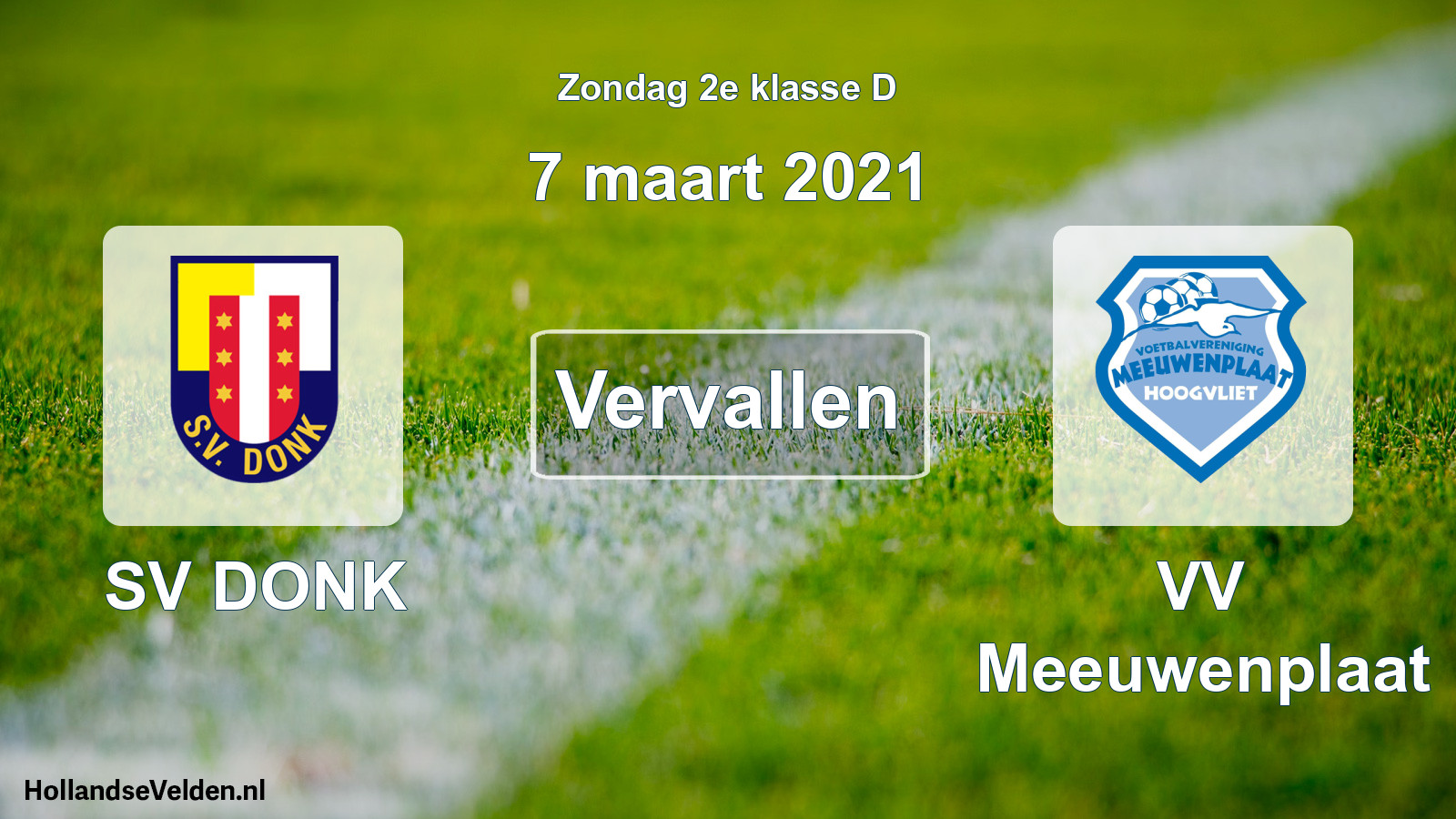 Scheduled Match: SV DONK - VV Meeuwenplaat (7 March 2021)