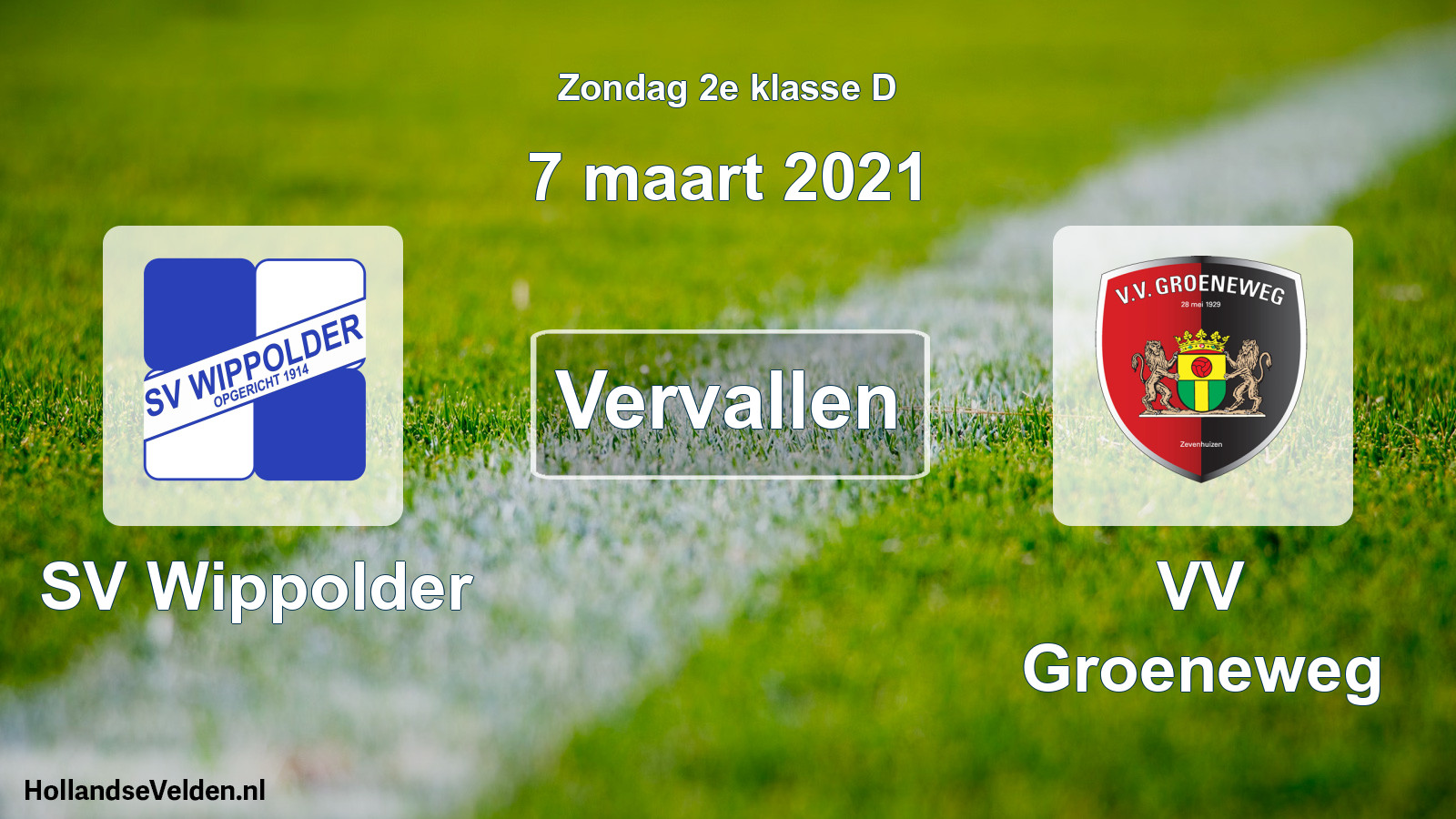 Scheduled Match: SV Wippolder - VV Groeneweg (7 March 2021)