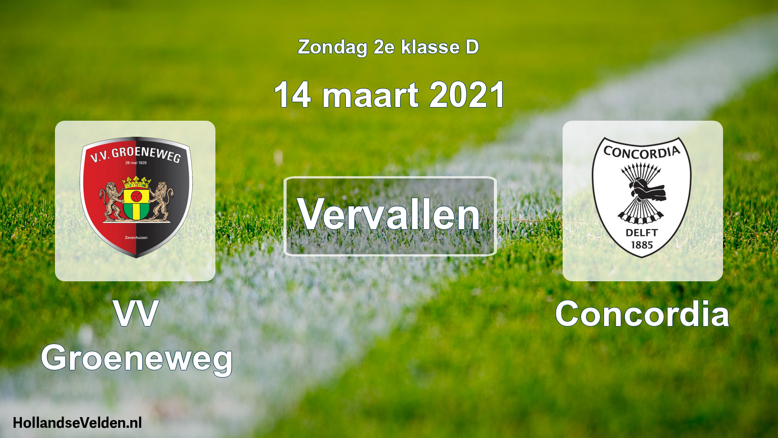 Scheduled Match: VV Groeneweg - Concordia (14 March 2021)