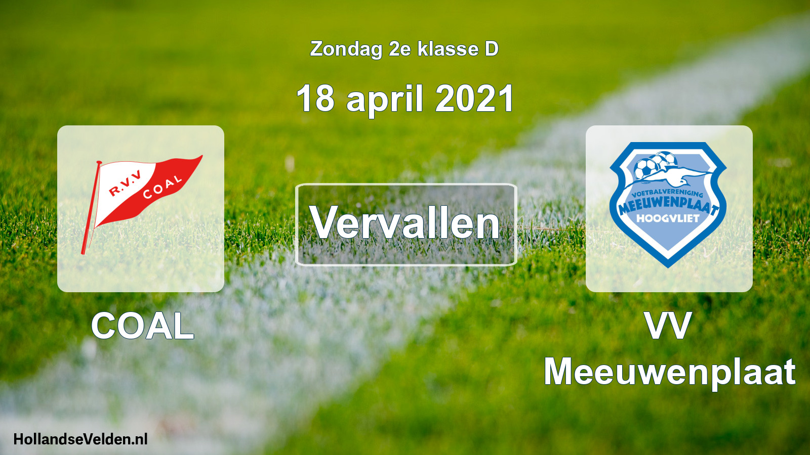 Scheduled Match: COAL - VV Meeuwenplaat (18 April 2021)
