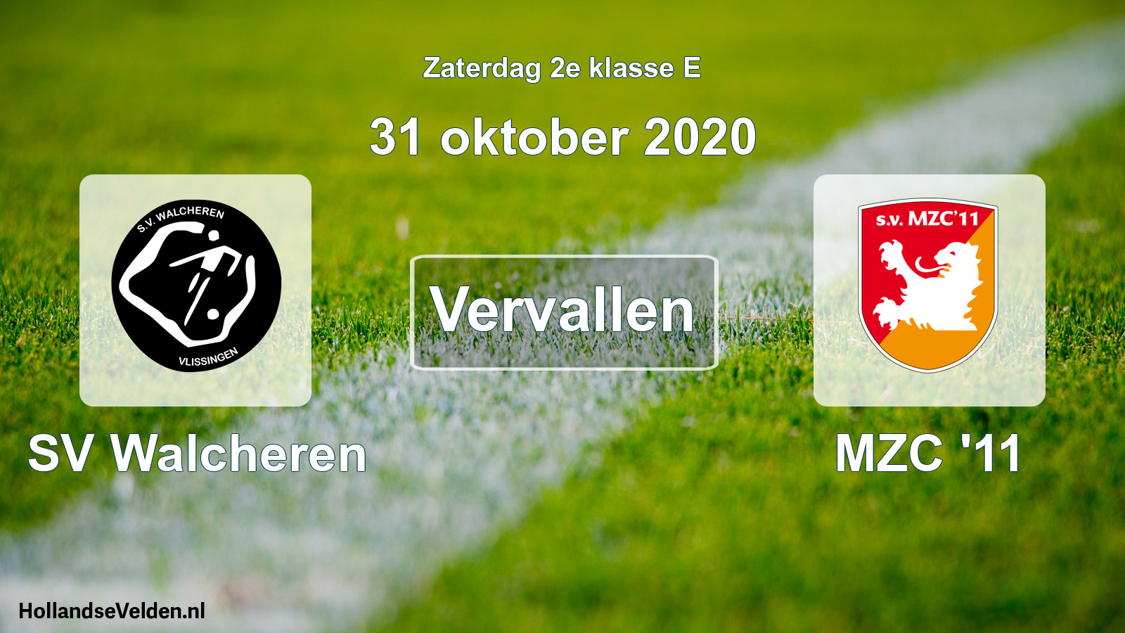 Scheduled Match: SV Walcheren - MZC '11 (31 October 2020)