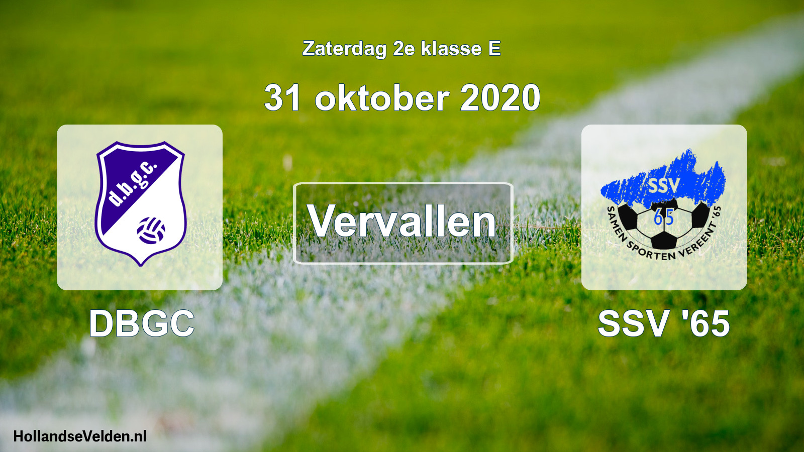 Scheduled Match: DBGC - SSV '65 (31 October 2020)