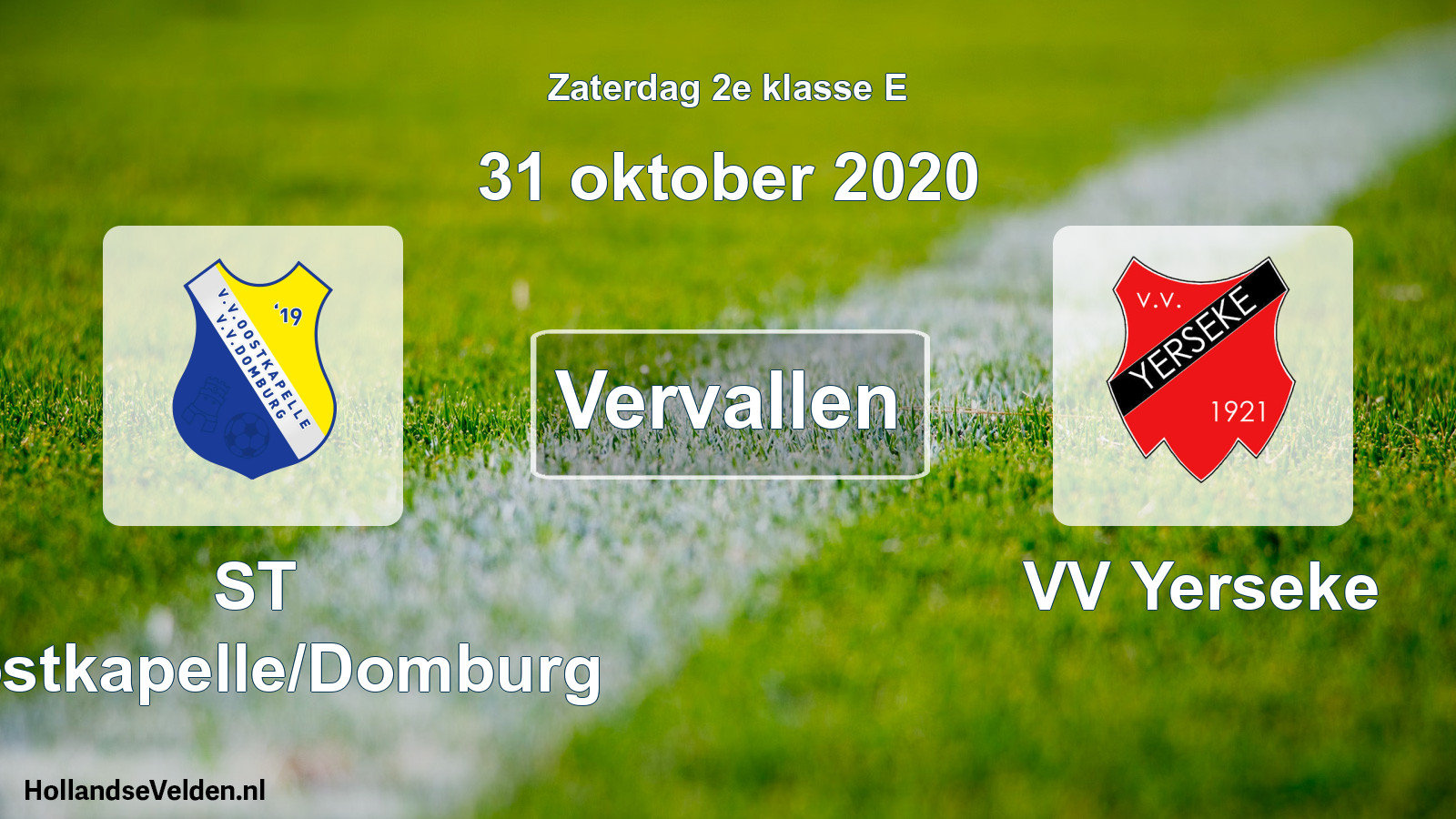 Scheduled Match: ST Oostkapelle/Domburg - VV Yerseke (31 October 2020)