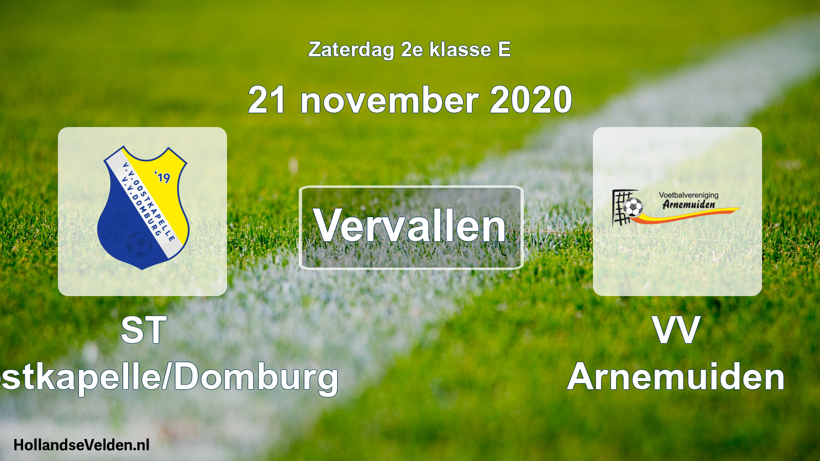 Scheduled Match: ST Oostkapelle/Domburg - VV Arnemuiden (21 November 2020)