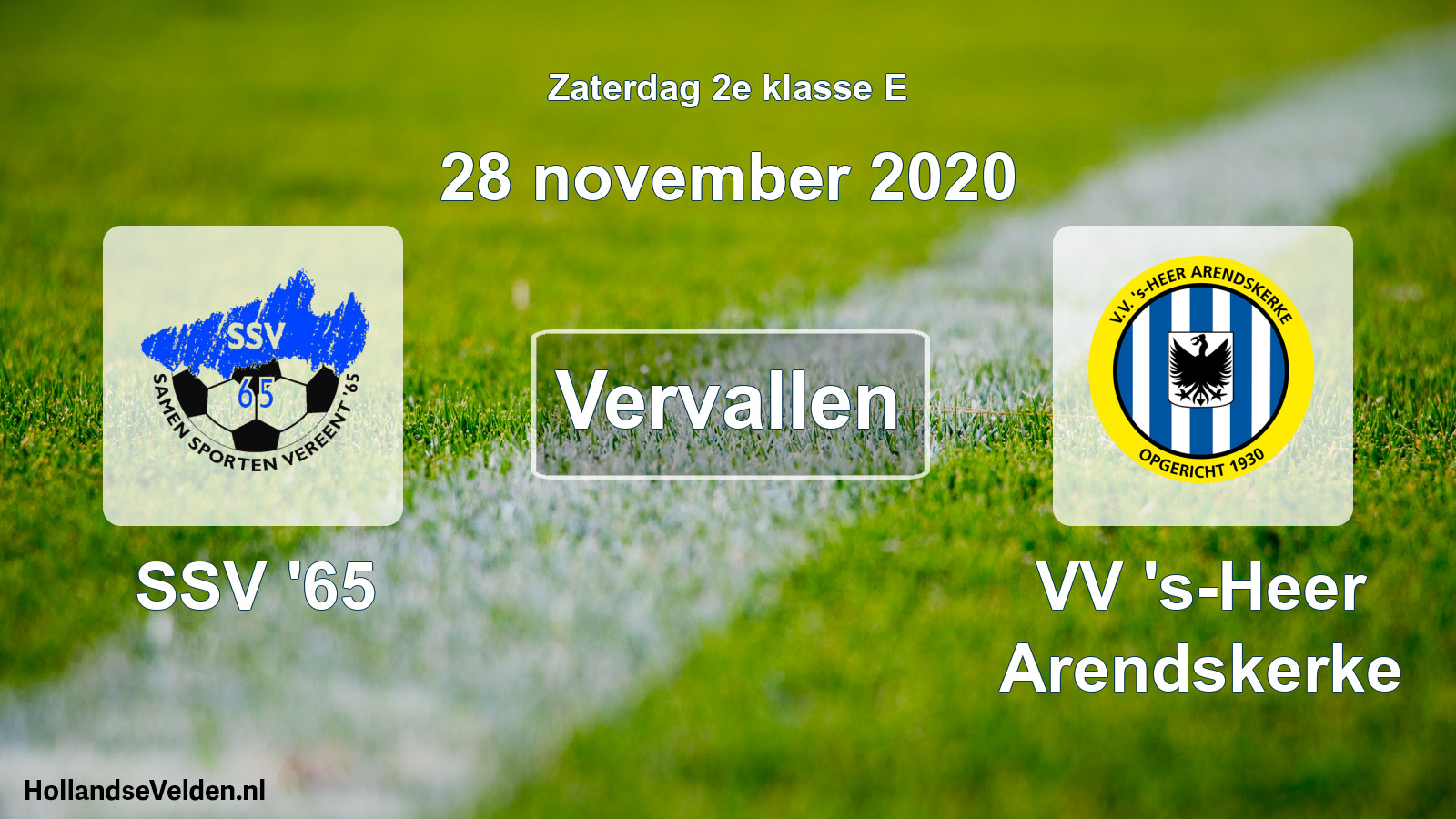 Scheduled Match: SSV '65 - VV 's-Heer Arendskerke (28 November 2020)