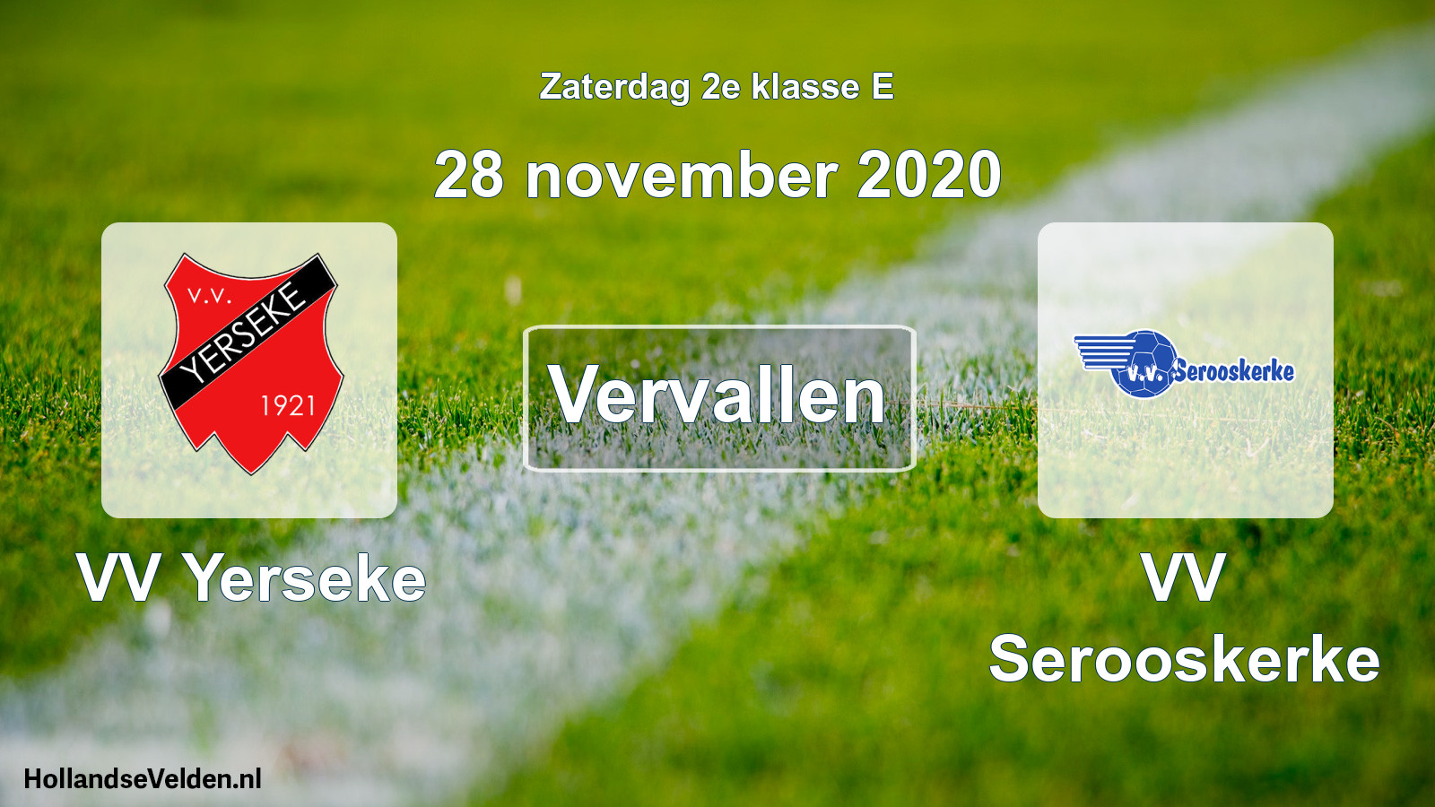 Scheduled Match: VV Yerseke - VV Serooskerke (28 November 2020)