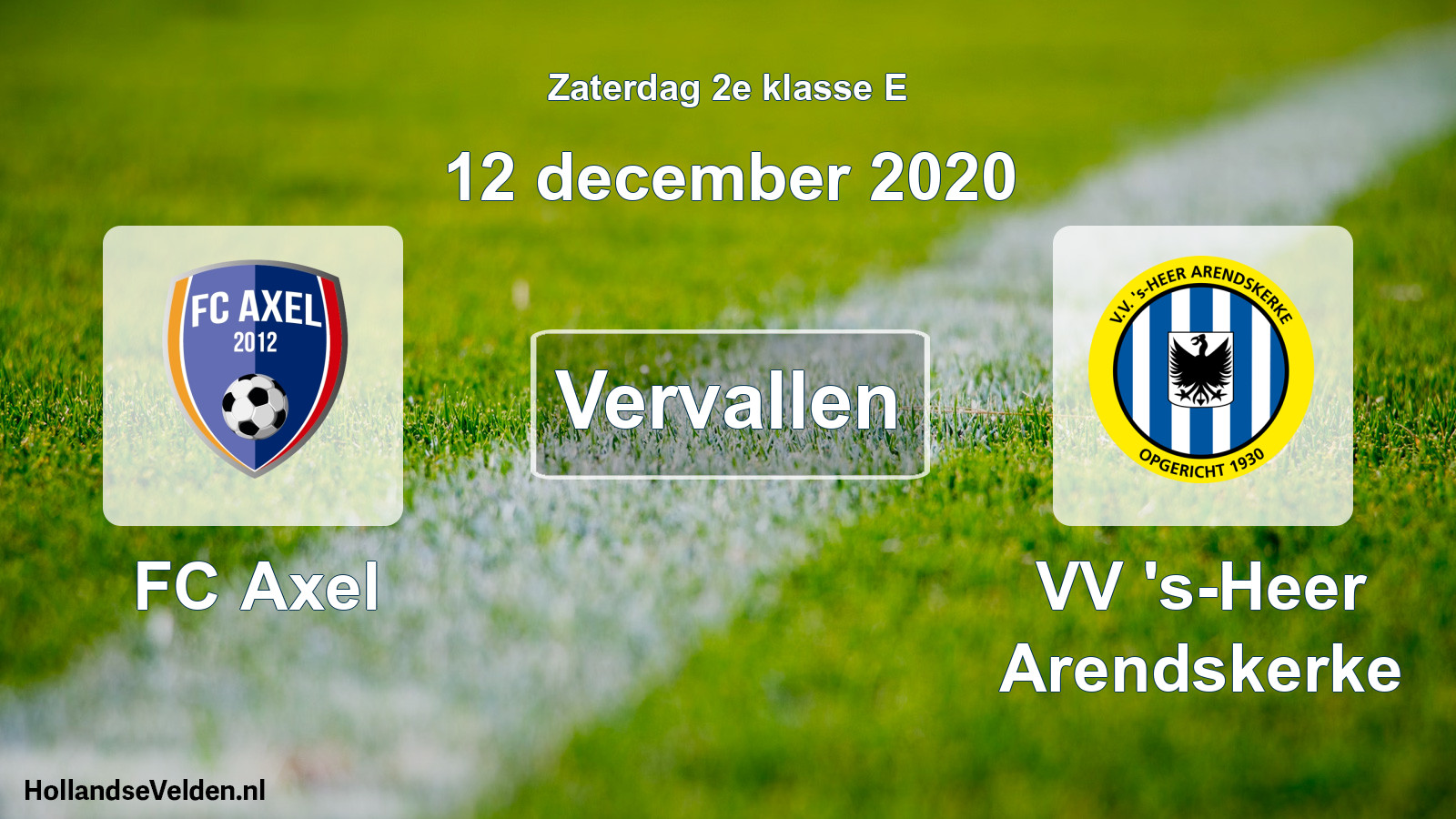 Scheduled Match: FC Axel - VV 's-Heer Arendskerke (12 December 2020)