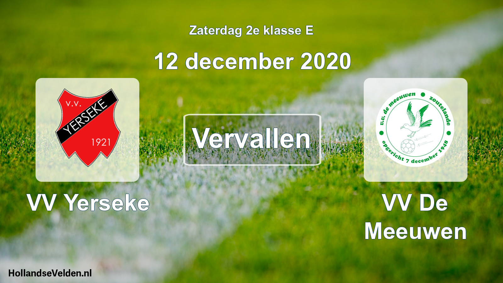 Scheduled Match: VV Yerseke - VV De Meeuwen (12 December 2020)
