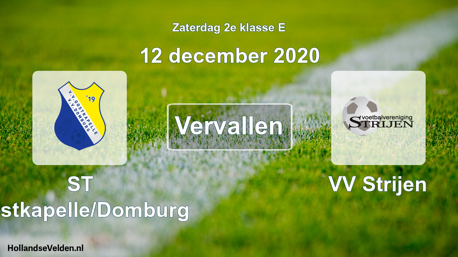 Scheduled Match: ST Oostkapelle/Domburg - VV Strijen (12 December 2020)