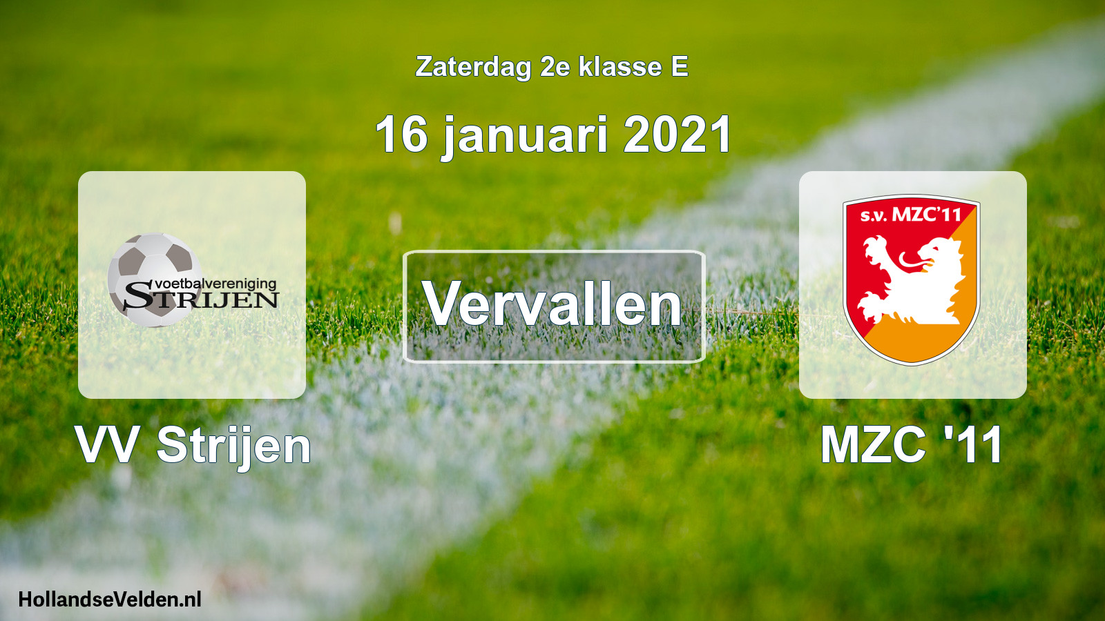 Scheduled Match: VV Strijen - MZC '11 (16 January 2021)