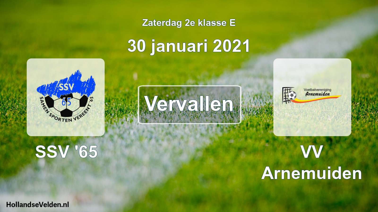 Scheduled Match: SSV '65 - VV Arnemuiden (30 January 2021)