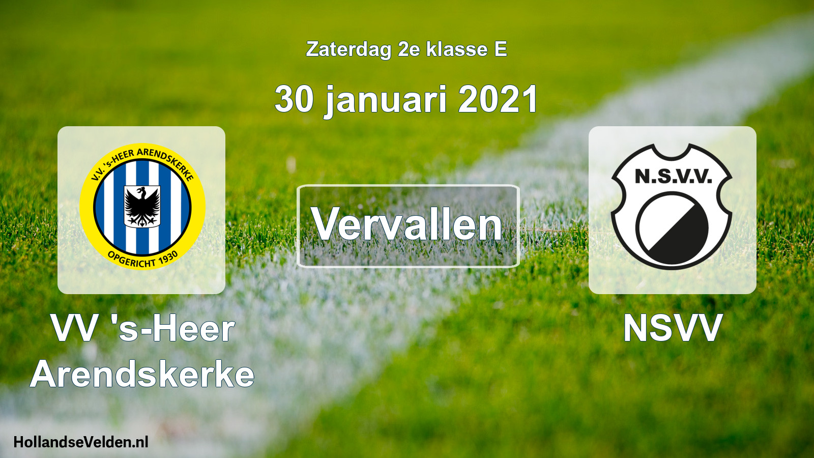 Scheduled Match: VV 's-Heer Arendskerke - NSVV (30 January 2021)