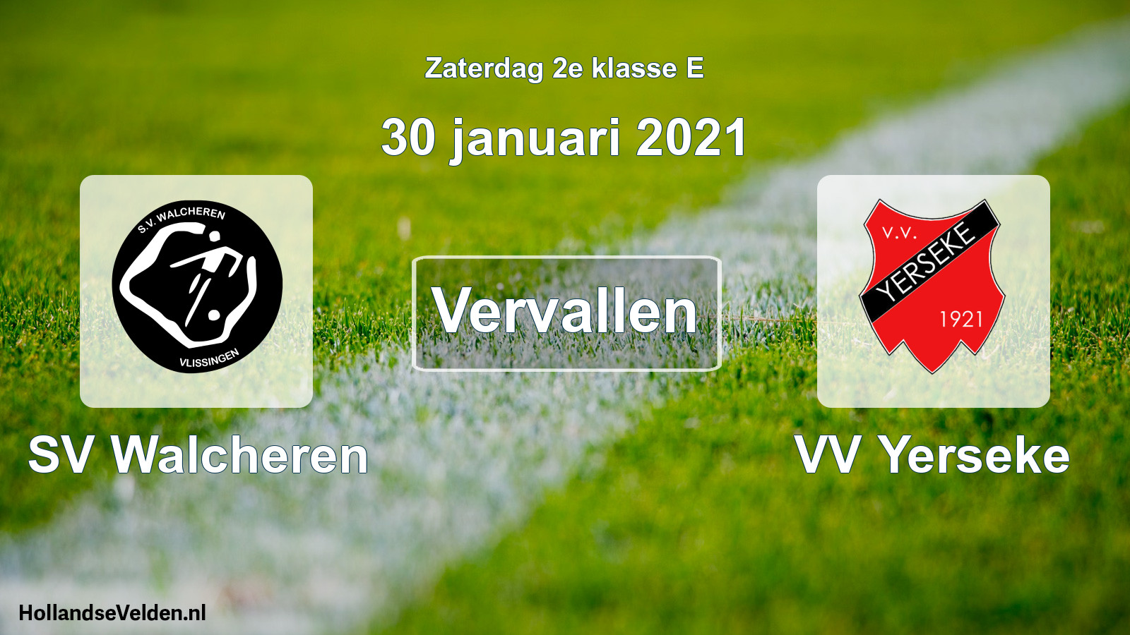 Scheduled Match: SV Walcheren - VV Yerseke (30 January 2021)