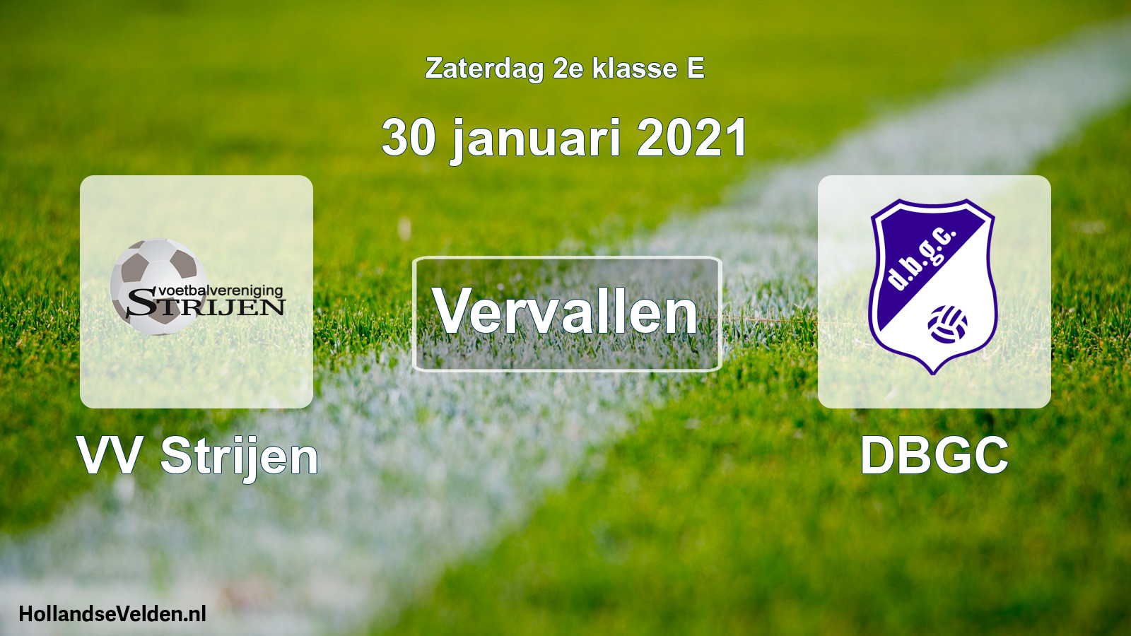 Scheduled Match: VV Strijen - DBGC (30 January 2021)
