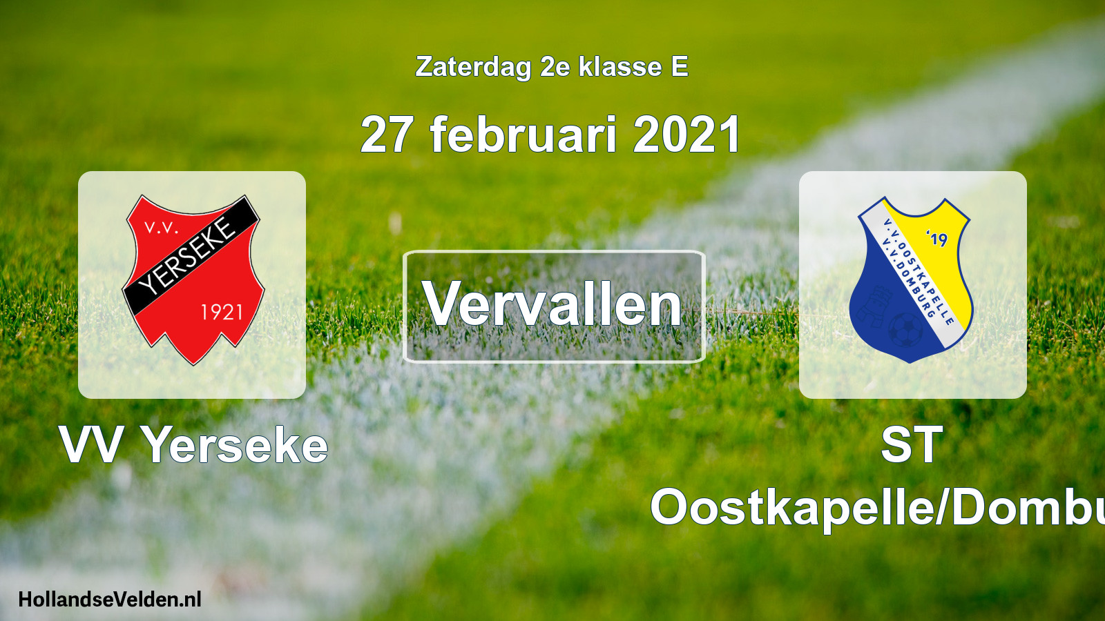 Scheduled Match: VV Yerseke - ST Oostkapelle/Domburg (27 February 2021)