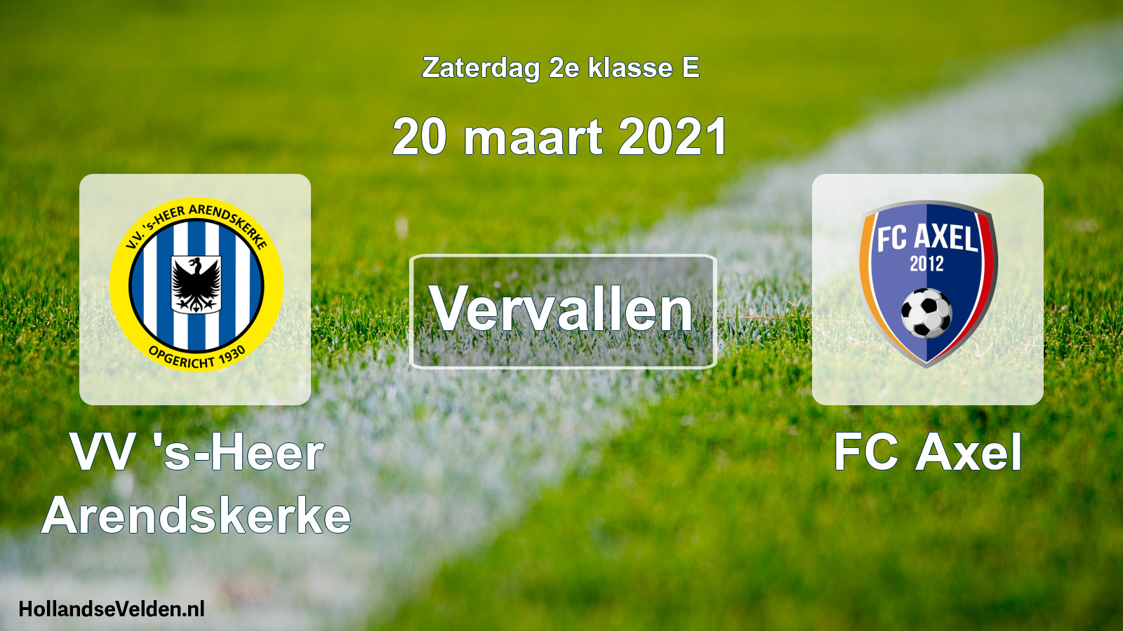 Scheduled Match: VV 's-Heer Arendskerke - FC Axel (20 March 2021)