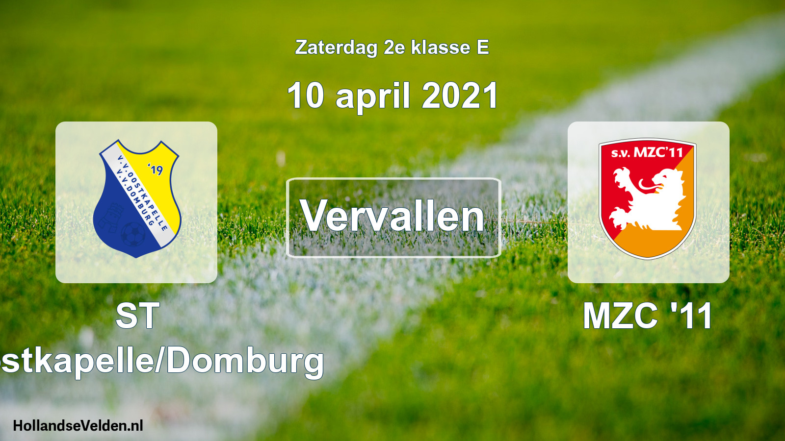 Scheduled Match: ST Oostkapelle/Domburg - MZC '11 (10 April 2021)